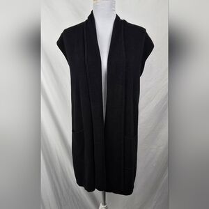 Chico's Black Minimalist Drape Comfy Knit Vest Cardigan Sweater sz 0 (S US)